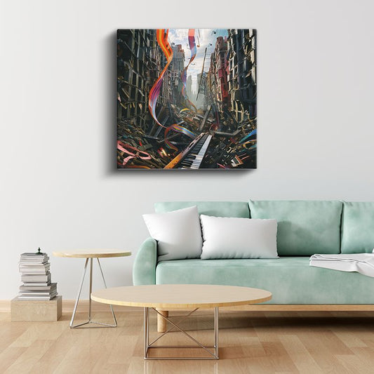 Müziğin Yükselişi - Yıkıntılar Arasında Dans Eden Melodiler Kanvas Tablo