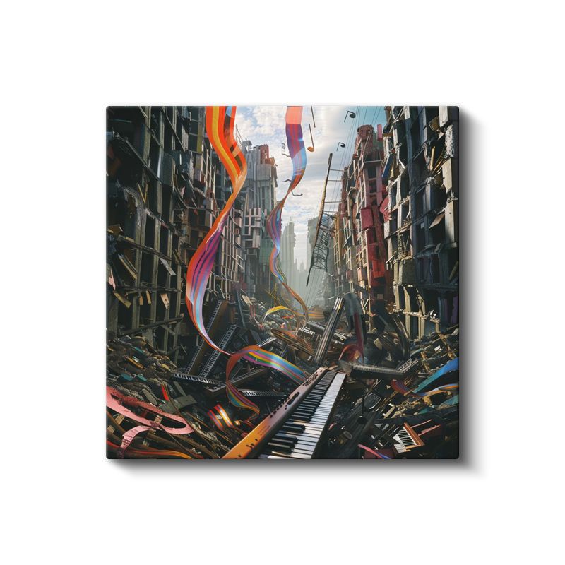 Müziğin Yükselişi - Yıkıntılar Arasında Dans Eden Melodiler Kanvas Tablo