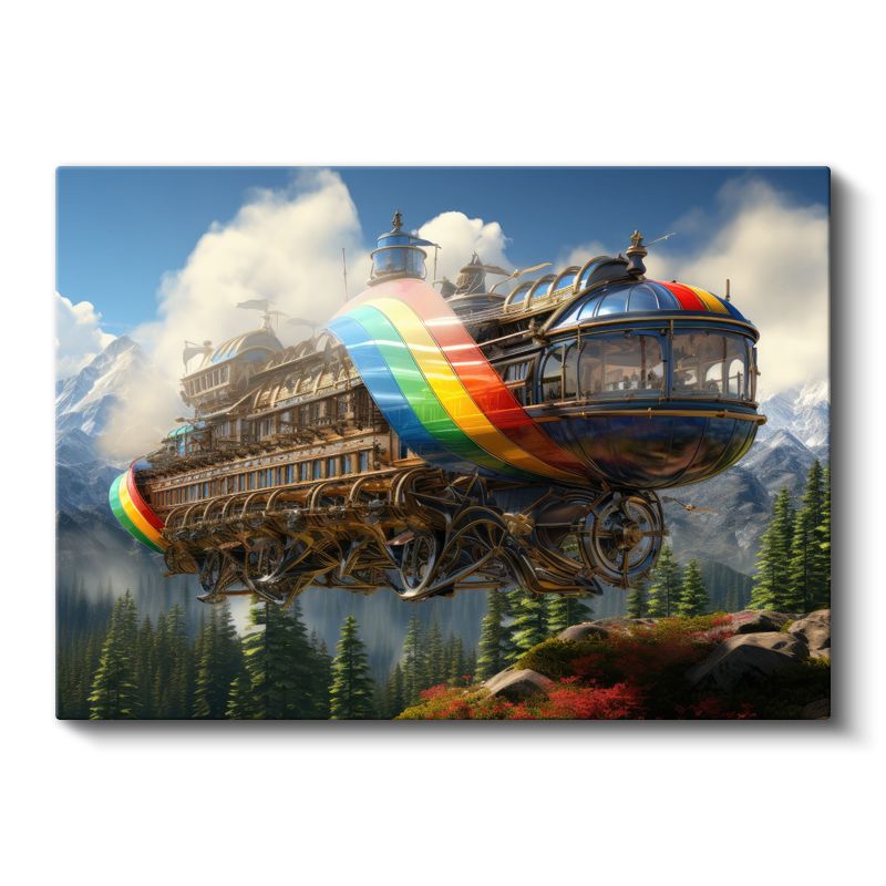 Gökkuşağı Zeplin - Dağların Üzerinde Yolculuk Kanvas Tablo