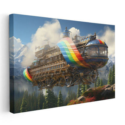 Gökkuşağı Zeplin - Dağların Üzerinde Yolculuk Kanvas Tablo
