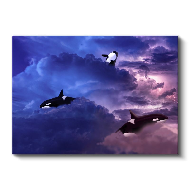 Gök Balinaları - Fırtınalı Özgürlük Kanvas Tablo
