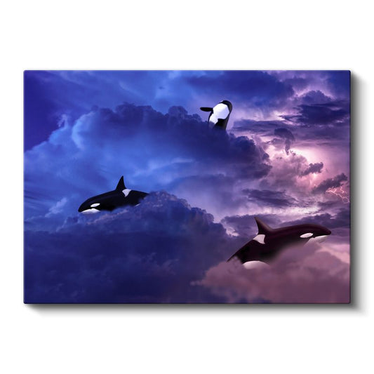 Gök Balinaları - Fırtınalı Özgürlük Kanvas Tablo