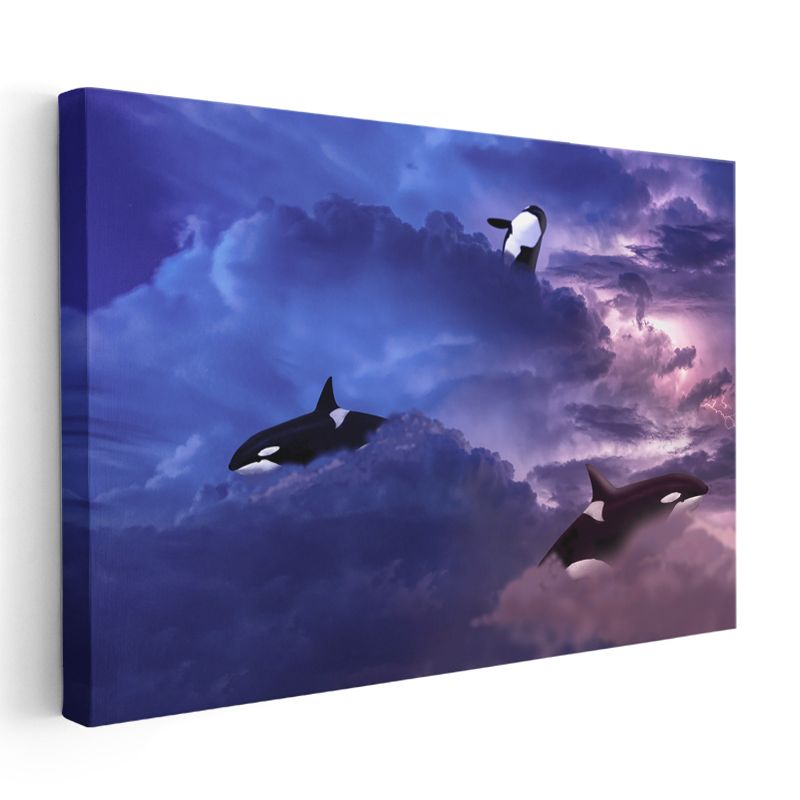 Gök Balinaları - Fırtınalı Özgürlük Kanvas Tablo