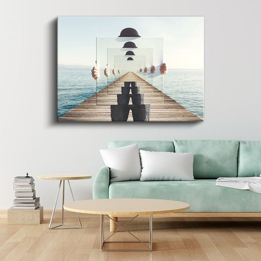 Sonsuz Perspektif - Çerçeveler İçinde Kaybolan Şapkalar Kanvas Tablo