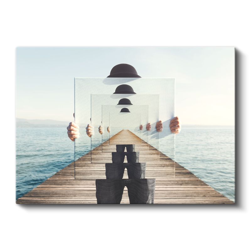 Sonsuz Perspektif - Çerçeveler İçinde Kaybolan Şapkalar Kanvas Tablo