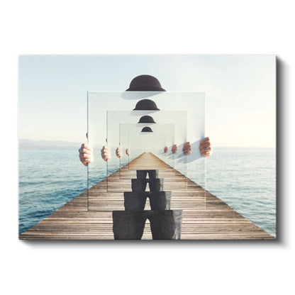 Sonsuz Perspektif - Çerçeveler İçinde Kaybolan Şapkalar Kanvas Tablo