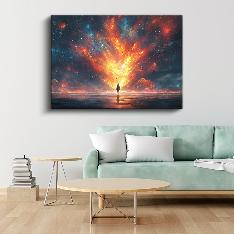 Kozmik Aydınlanma - Evrenin Enerjisiyle Buluşan Siluet Kanvas Tablo