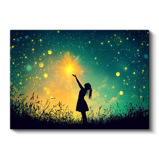 Yıldız Avcısı - Gecenin Parıltısını Yakalayan Figür Kanvas Tablo