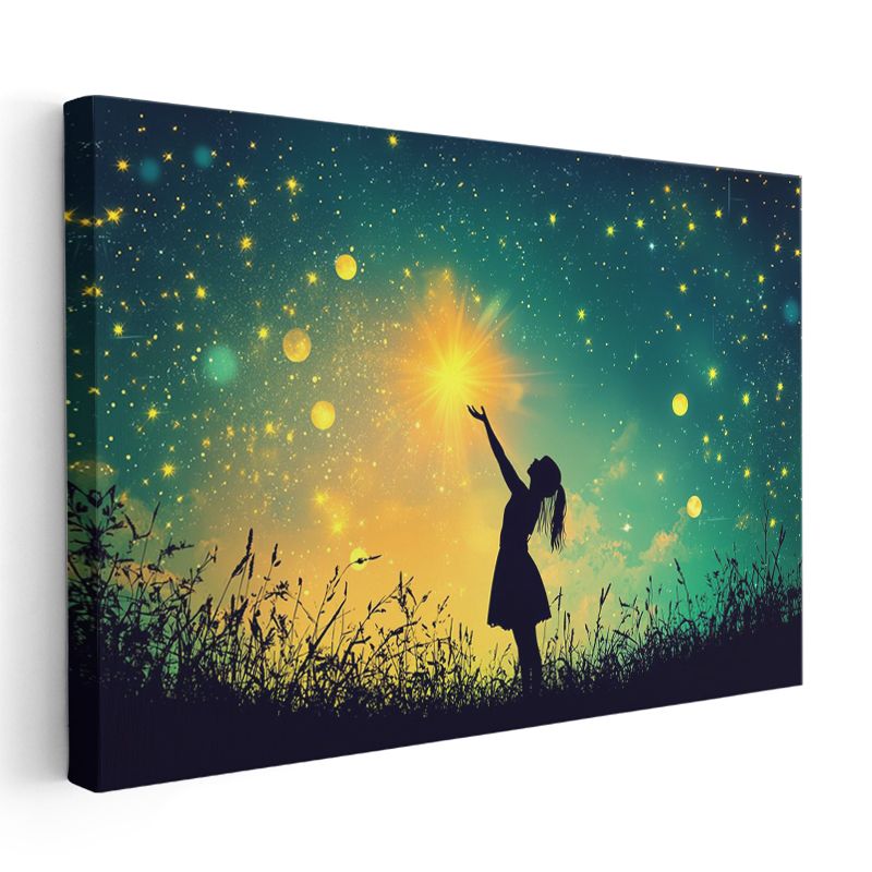 Yıldız Avcısı - Gecenin Parıltısını Yakalayan Figür Kanvas Tablo