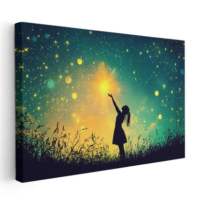 Yıldız Avcısı - Gecenin Parıltısını Yakalayan Figür Kanvas Tablo