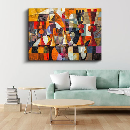 Geometrik Soyutlama - Renkli Şekillerin Harmonisi Kanvas Tablo