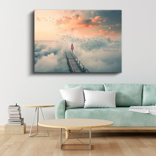 Bulutların Üzerinde - Sonsuzluğa Uzanan Yürüyüş Kanvas Tablo