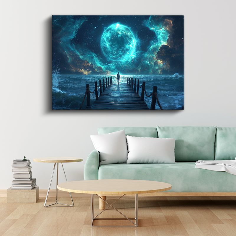 Kozmik Işık - Mavi Evrenin Çağrısı Kanvas Tablo