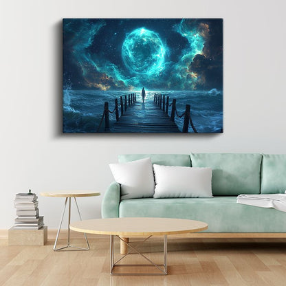 Kozmik Işık - Mavi Evrenin Çağrısı Kanvas Tablo