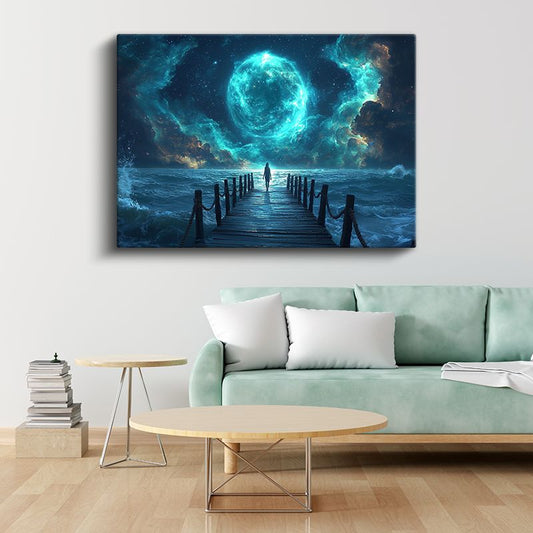 Kozmik Işık - Mavi Evrenin Çağrısı Kanvas Tablo