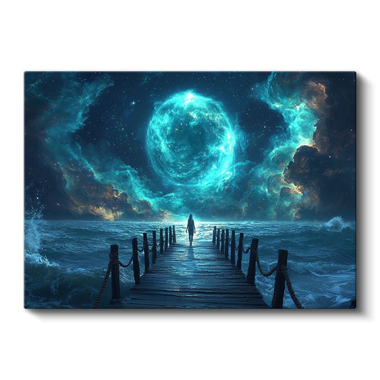 Kozmik Işık - Mavi Evrenin Çağrısı Kanvas Tablo