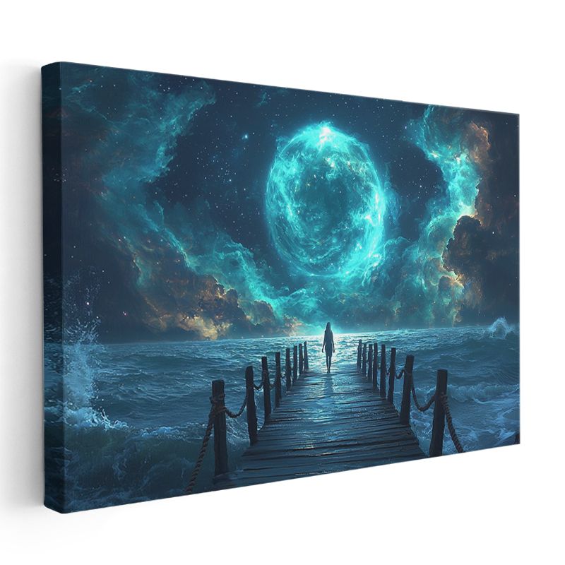 Kozmik Işık - Mavi Evrenin Çağrısı Kanvas Tablo