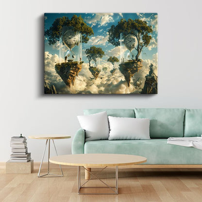 Zaman Adaları - Havada Asılı Kum Saatleri Kanvas Tablo