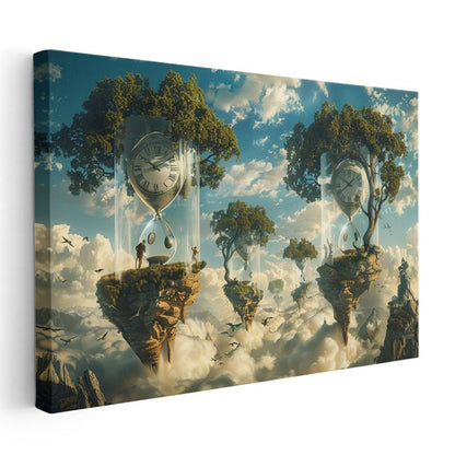 Zaman Adaları - Havada Asılı Kum Saatleri Kanvas Tablo
