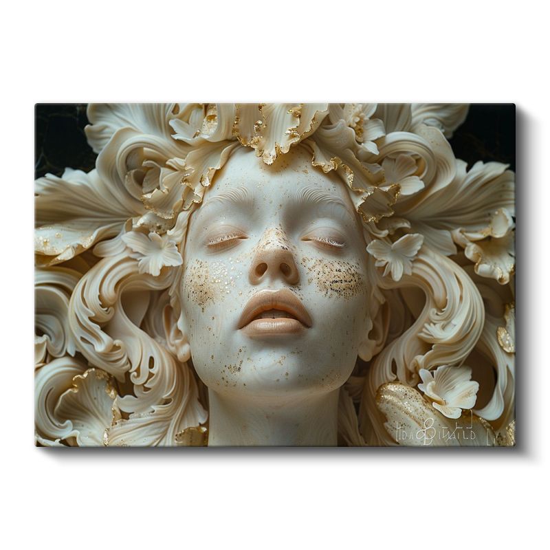 Altın Dokunuş - Rüyalara Dalan Heykelsi Yüz Kanvas Tablo