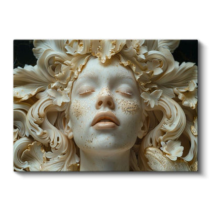 Altın Dokunuş - Rüyalara Dalan Heykelsi Yüz Kanvas Tablo
