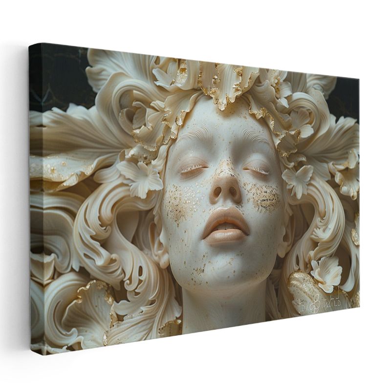 Altın Dokunuş - Rüyalara Dalan Heykelsi Yüz Kanvas Tablo