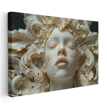 Altın Dokunuş - Rüyalara Dalan Heykelsi Yüz Kanvas Tablo