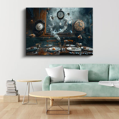 Zamanın Dansı - Akışkan Anların Sofrada Buluşması Kanvas Tablo
