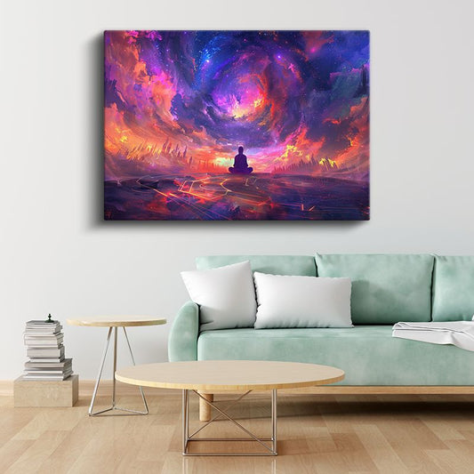 Evrenin Meditasyonu - Galaksiler Arasında Huzur Bulan Ruh Kanvas Tablo