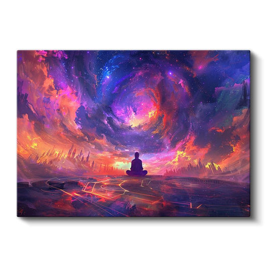 Evrenin Meditasyonu - Galaksiler Arasında Huzur Bulan Ruh Kanvas Tablo