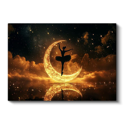Ay Dansçısı - Altın Hilalde Süzülen Balerin Kanvas Tablo