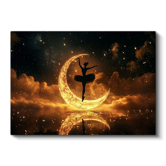 Ay Dansçısı - Altın Hilalde Süzülen Balerin Kanvas Tablo
