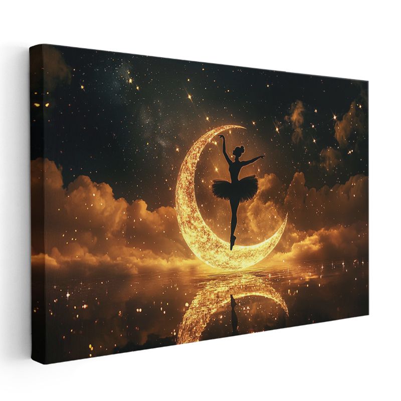 Ay Dansçısı - Altın Hilalde Süzülen Balerin Kanvas Tablo
