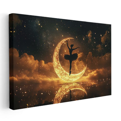 Ay Dansçısı - Altın Hilalde Süzülen Balerin Kanvas Tablo