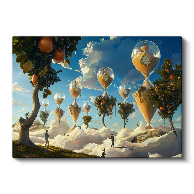 Zamanın Meyveleri - Havada Asılı Kum Saati Bahçeleri Kanvas Tablo