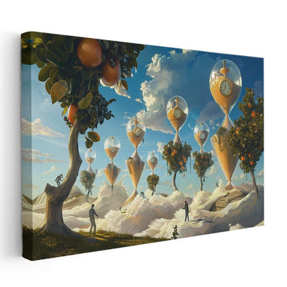 Zamanın Meyveleri - Havada Asılı Kum Saati Bahçeleri Kanvas Tablo