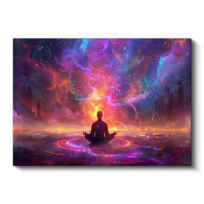 Kozmik Meditasyon - Evrenle Bütünleşen Silüet Kanvas Tablo