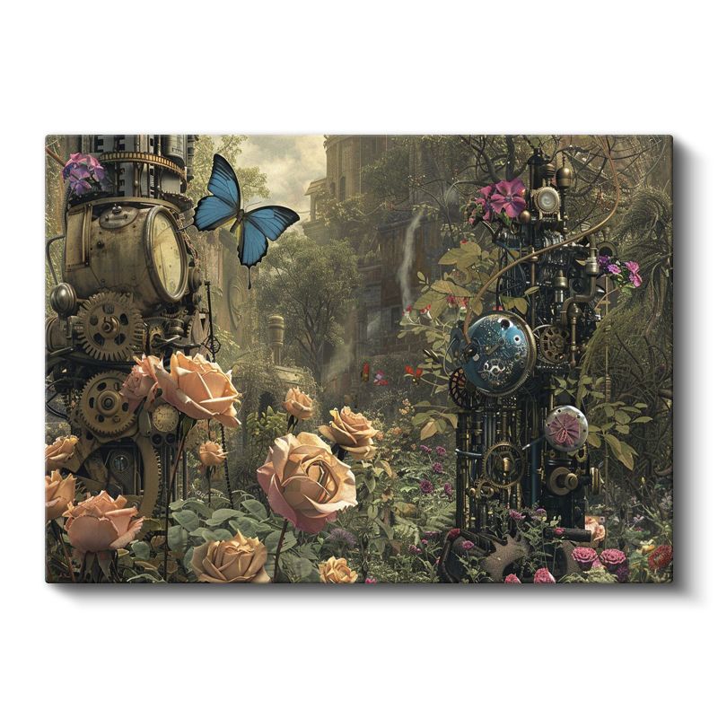Mekanik Bahçe - Çarklar ve Kelebekler Dansı Kanvas Tablo