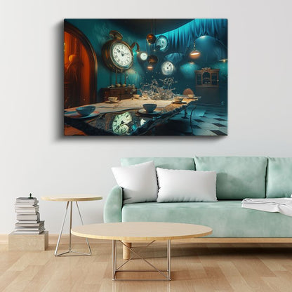 Saat Odası - Eriyen Zaman Masası Kanvas Tablo