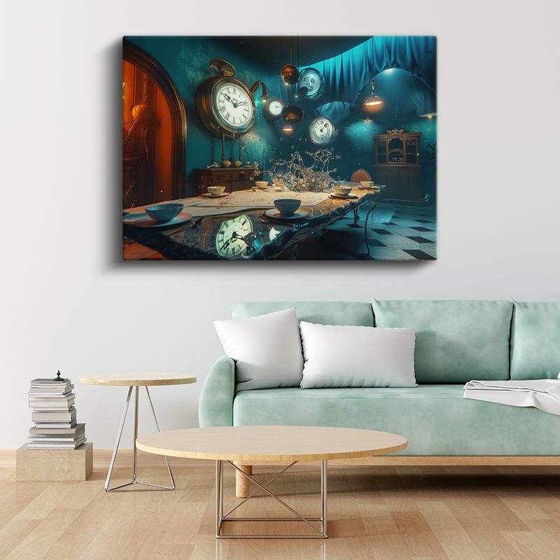 Saat Odası - Eriyen Zaman Masası Kanvas Tablo