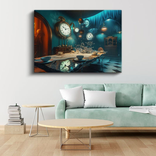 Saat Odası - Eriyen Zaman Masası Kanvas Tablo