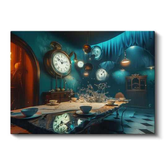 Saat Odası - Eriyen Zaman Masası Kanvas Tablo