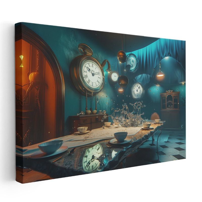 Saat Odası - Eriyen Zaman Masası Kanvas Tablo