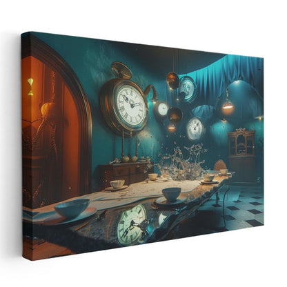 Saat Odası - Eriyen Zaman Masası Kanvas Tablo