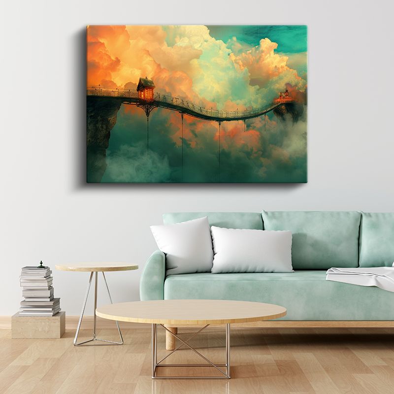 Asılı Köprü - Bulutlar Arasında Uzanan Gizemli Geçit Kanvas Tablo