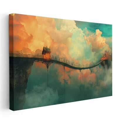 Asılı Köprü - Bulutlar Arasında Uzanan Gizemli Geçit Kanvas Tablo