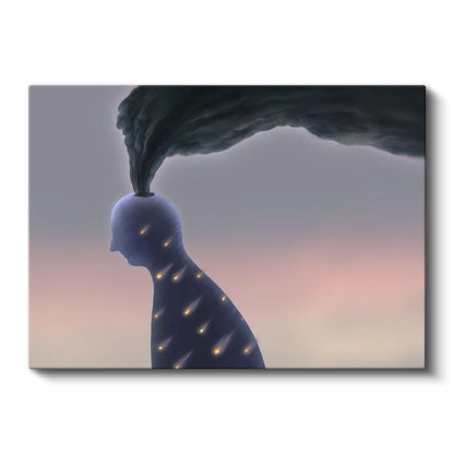 Düşünce Dumanı - İçsel Işıkları Taşıyan Zihin Portresi Kanvas Tablo