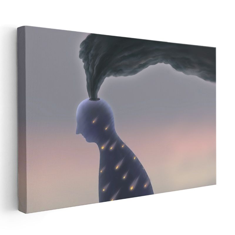 Düşünce Dumanı - İçsel Işıkları Taşıyan Zihin Portresi Kanvas Tablo