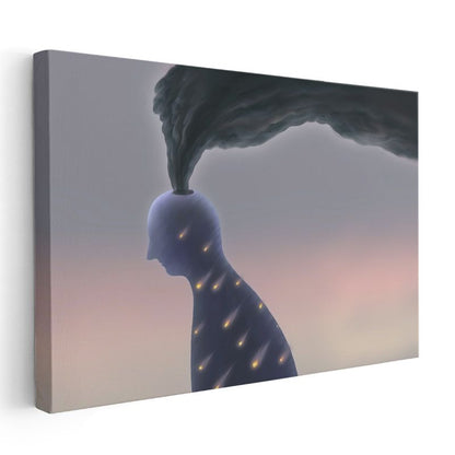 Düşünce Dumanı - İçsel Işıkları Taşıyan Zihin Portresi Kanvas Tablo