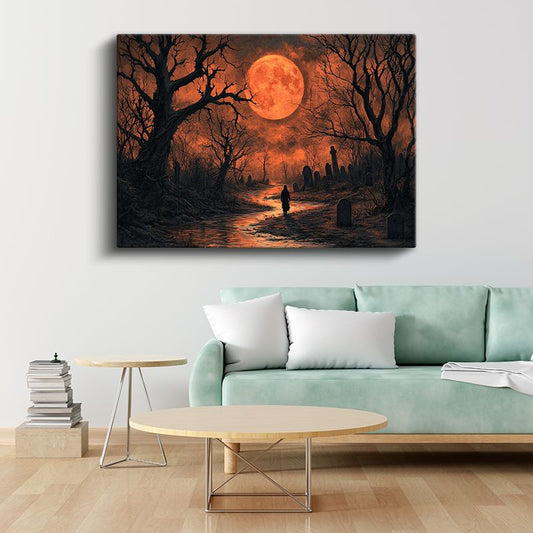 Kızıl Gece - Mezarlık Yolunda Yalnız Yolculuk Kanvas Tablo